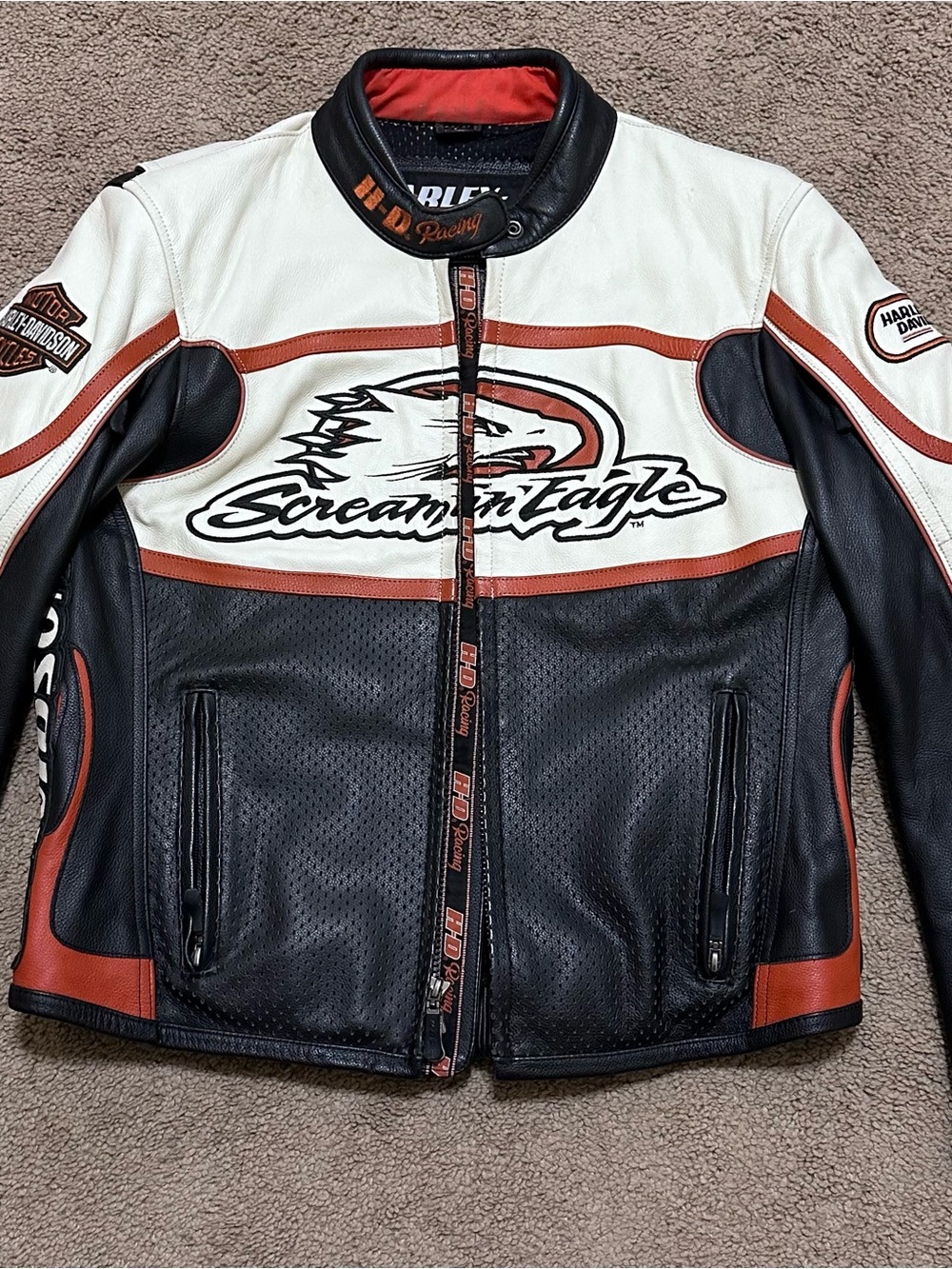 Harley-Davidson Screamin Eagle Racing Genuine Leather Jacket WOMENS LG